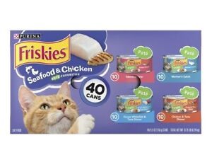 Pate Wet Cat Food - Soft Seafood & Chicken Variety Pack - 40 Pack of 5.5 oz Cans