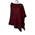 Charter Club Cashmere Poncho One Size S M L Burgundy With Black Border Soft
