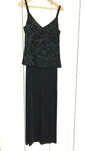 EN FRANCAIS Huey Waltzer Dress sz 14 Black Formal Long Gown Sparkles Holiday