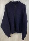 LL Bean Mens Sweater Large Blue Vintage Cardigan Full Zip Knit Wool Alpaca USA