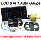 LCD Digital 6 in1 Car Water Oil Temp RPM Tach Meter Volts RPM Oil Pressure Gauge (For: Shelby)