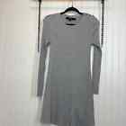 Vero Moda Women’s Gray Ribbed Crew Neck Long Sleeve Mini Sweater Dress Size S