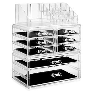 OPEN BOX - 3pc Acrylic Cosmetic Makeup Organizer & Jewelry Drawer Storage