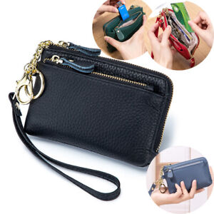 Women's Leather Small Wallet Card Key Holder Zip Coin Purse Clutch Bag Wristlet