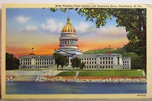 West Virginia WV Charleston Kanawha River State Capitol Postcard Old Vintage PC