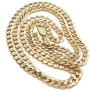 Unique 14K Karat Solid Yellow Gold Designer Cuban Link Chain Necklace 26