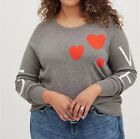 Torrid Gray Heart Love Pullover Crew Sweater Women’s Size 5X Raglan Sleeve