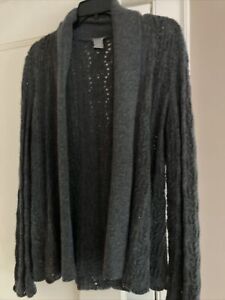 ANN TAYLOR Open Front Grey Wool Viscose Cashmere Blend Sweater Women’s Sz SMALL