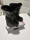 NWT Womens SPORTO Snow Boots Black Iceland Fur Quilted Size 8M Patent Accents