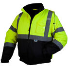 HIGH VISIBILITY INSULATED HI VIS REFLECTIVE ROAD WORK SAFETY BOMBER JACKET COAT
