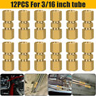 12X Straight Brass Brake Line Inverted Compression Fitting Unions For 3/16