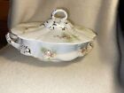La Francaise Porcelain Covered Serving Dish with Flowers & Gold Trim