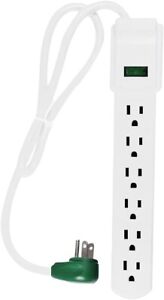 Power Strip Surge Protec Multi Electrical Outlet 2.5 FT Extension Cord Flat Plug