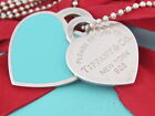 Tiffany & Co Silver Large Double Return To Heart Blue Enamel Necklace 34