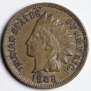 1908 Indian Head Cent Penny CHOICE AU E129 T