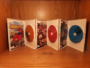 Racing 3 Game Lot M&M's Disney Cars Monster 4x4 Nintendo Wii, Complete In Box