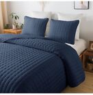 WDCOZY King Size Quilt Bedding Set with Pillow Shams Blue Lightweight All Season