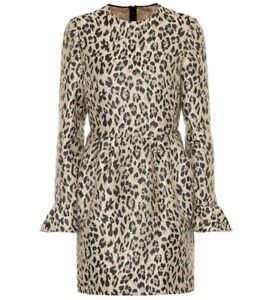 VALENTINO Leopard-Print Brocade Dress, Jewel neck, 40 (US 4), $2,980 NWT