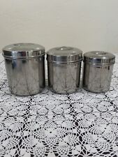 Vintage Stainless Steel Canister Set Of 3 Nesting