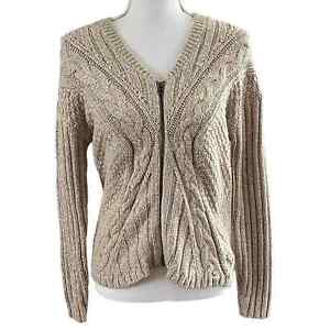 Woolrich Size XS Zip Front Cardigan Sweater Oatmeal Wool Blend
