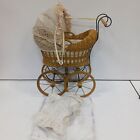 Woven Wicker Victorian Baby Doll Stroller w/House Of Lloyd Porcelain Doll