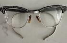 Vintage Women’s Cat Eye Ear Wrap Wire Studded Frame  Eyeglasses 12K GF
