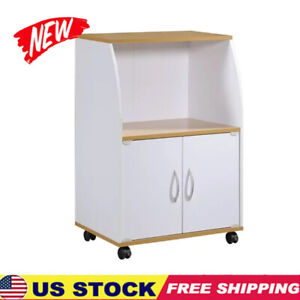 Mini Microwave Cart Kitchen Islands Carts Portable Storage Rolling Cabinet White