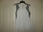 ELLE dressy white with black lace accents sleeveless top XL EUC