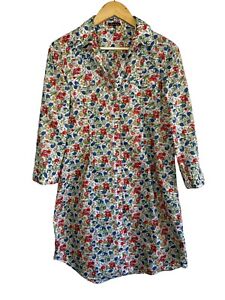 THEORY Floral Button Down Long Sleeve Cotton Shirt Dress women’s Size 12