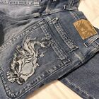 Vintage JNCO Jeans Flaming Skull 32 x 34 Wide Leg Skater Blue Denim 90s Y2K