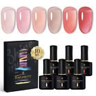 BORN PRETTY Jelly Nude Pink Gel Nail Polish Set Sheer Clear Crystal Translucent