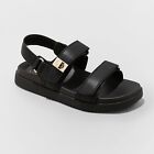Women's Jonie Ankle Strap Footbed Sandals - A New Day Black 7.5
