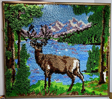 Buck Deer Lake Design Art Latch Hook Rug Wall Hanging 35