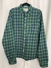 Abercrombie & Fitch Muscle Flannel Shirt Mens XXL Green Plaid Casual Button Up