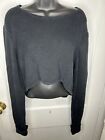 Cabi Womens Ribbed Knit Long Sleeve Sweater Size XL Black Pullover Hi Low Crop