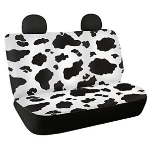 Cow Print Car Rear Seat Covers White & Black Auto Back Seat Protector Decoration