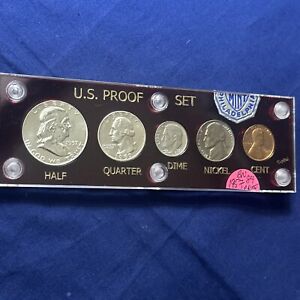 Very Nice 1957 US Mint Silver Proof Set Brand New Vintage Capital Holder  #BN84