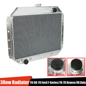 3 Row Aluminum Radiator For 66-79 Ford F-Series F100 F150 F250 F350 78-79 Bronco (For: 1972 Ford F-100)