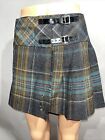 Made in Scotland Pure New Wool Tartan Highland Active Skirt Whole Pleated Sz 12