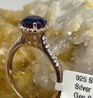 1.61 Cts BLUE-WHITE SAPPHIRE RING .925 Silver. Americas Leading Jeweler $335.00