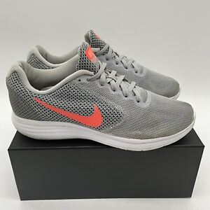 Nike Revolution 3 Size 8 Women Running Shoes Wolf Grey Hyper Orange 819303-002