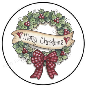 MERRY CHRISTMAS WREATH ENVELOPE SEALS LABELS STICKERS PARTY FAVORS