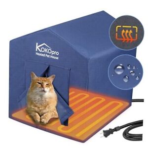 Large Heated Cat House -  for Outdoor Cats in Winter, Weatherproof, Elevated,