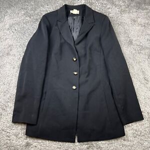 Vintage Jonathan Logan Jacket Woman 14 Black Military Style Trench Overcoat USA