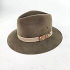 Stetson Mallory Cowboy Hat Size XL 7 1/2-7 5/8 Khaki Green Wool Fedora Hats
