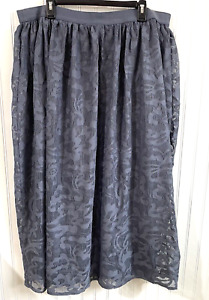 Lane Bryant Skirt Womens 18/20 Gray Maxi Crocheted Pull Up Elastic Waist Lined