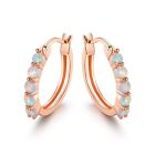 Peermont 18K Rose Gold Plated Round Hoop Opal Stud Earrings Beautiful Small