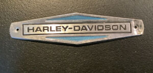ONE Vintage Blue Harley Shovelhead FLH FX Gas Tank Emblem Badge Electra Glide