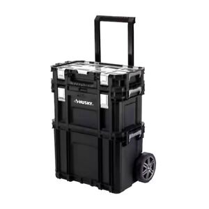 22 in. Husky Portable Rolling Tool Box on Wheels Cart Part Organizer Storage Bin