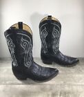 Tony Lama Black Leather J90425 Rodeo Cowboy Western Mens Boots Sz 10.5 Vintage